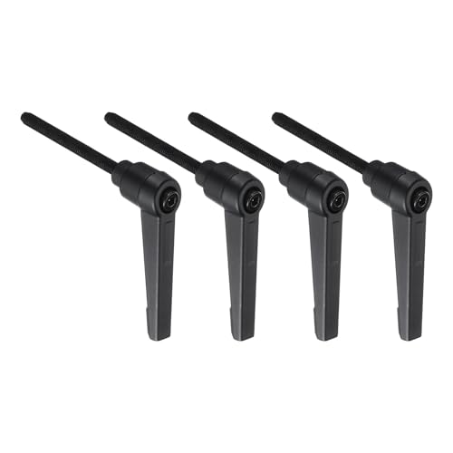 Image of uxcell 4pcs Lever Adjustable Handles M5 x 50mm Metric Male Thread with Nuts Washers, Level Clamping Handle Set Hand Stud Knobs Rotating Screw Handles Bolts with Locking Lever, Black