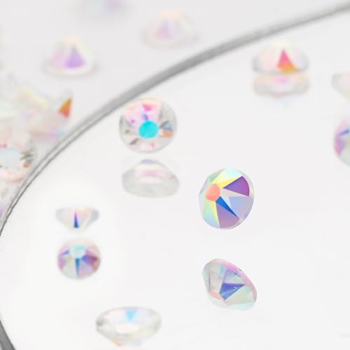 Image of Novani Transparent AB Rhinestones 1440pcs Flat Back Round Rhinestone Style 2088 Sparkly Crystal Gemstones for Nail Art and Crafting SS16,3.8-4.0mm