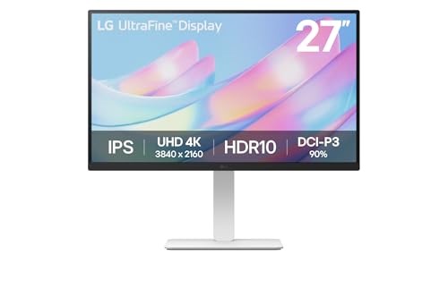 LG, 27 Zoll, Ultrafine Display, Monitor, UHD 4K 3840 x 2160, IPS, HDR10, DCI-P3 90%, 27US550-W.AEU – Weiß