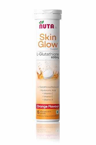 Image of Glutathione Effervescent Tablets | L-Glutathione + Vitamin C for Skin Brightening & Radiance | Orange Flavor | for Men & Women | 15 Tablets
