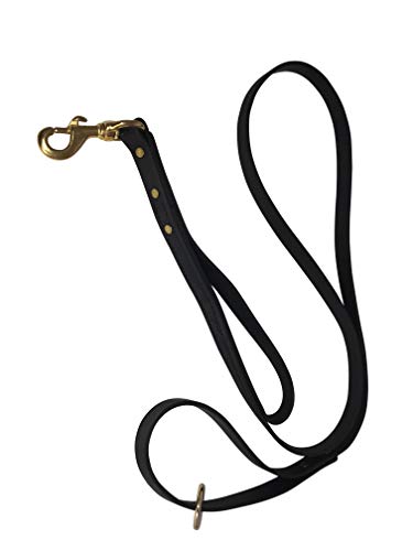Double Handle Dog Leash, Biothane 2 Handle Training Leash, Made In The Usa, Heavy Duty, Durable, Waterproof, 5 Ft X 3/4", Military Grade Traffic Lead, Black #TOP2