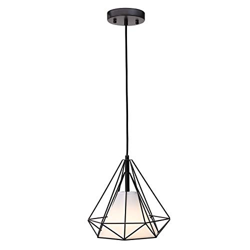 CO-Z Industrial Wire Pendant Lamp, Black Loft Basket Cage Wired Hanging Ceiling Light