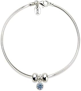 Trink Brand Sterling Silver Birthstone Birthday Month Stopper Bracelet - January, February, March, April, May, June, July, August, September, October, November, December
