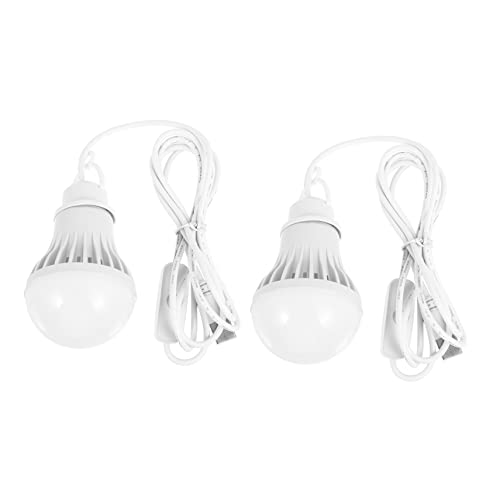 POPETPOP 2pcs Portable USB Light Bulb Compact Outdoor Camping Illumination Lamp Hook for Night Market and Emergency Lighting