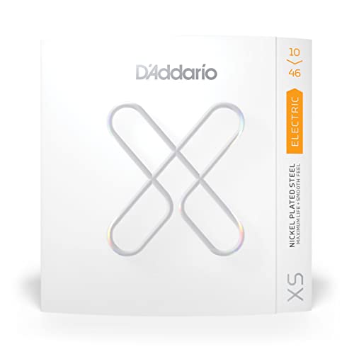 D'Addario Cuerdas para guitarra eléctrica, XS Nickel Coated, XSE1046, calibre 10-46, juego de 6 cuerdas,...