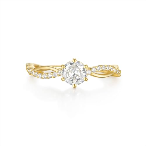 Bague en or 9K 14K Au375 Au585 avec moissanite 6x6mm : alliance femme Wycian