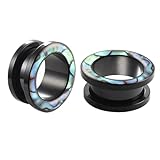 BWDHJLEY 2 túneles de acero inoxidable para orejas, calibre de oreja, aro hueco negro, para hombres y mujeres, 2G(6mm), Acero inoxidable, No es una piedra preciosa