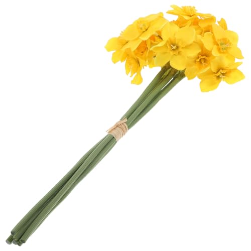 SAFIGLE Artificial Daffodil Silk Flower Bouquet 24 Heads Yellow for Wedding Decor Dining Room Vase Ornament