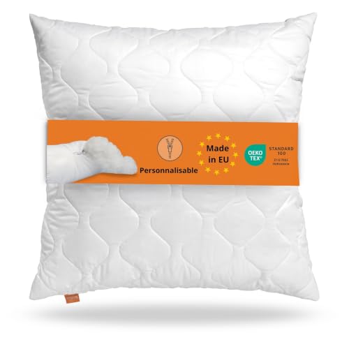 sleepling 197133 — oreiller extra ferme 60 × 60 cm, 750 g de fibres creuses, lavable à 60 °C, séchable, fermeture éclair, Oeko-Tex