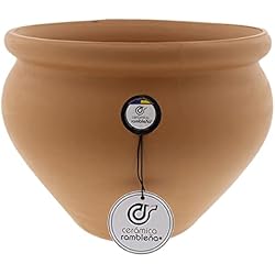 Macetas De Barro Originales CERÁMICA RAMBLEÑA | Maceta Grande | Maceta Original | Maceta Exterior | Coco Barro Rojo - Maceta Exterior - Modelo 04 | 26x26x20 cm