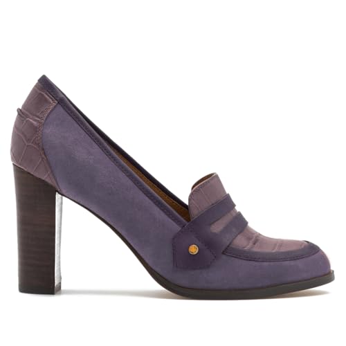 Image of MOOMMO Women Chunky Block Heel Pumps Closed Round Toe Slip On Oxford Loafers Shoes High Heels Snakeskin Work Pump Suede Loafer for Office Ladies Classic Formal Business Professional Fall 4-13 M US
