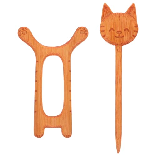 BESPORTBLE Broche Chat en Bois Sculpté Épingle à Vêtements Légère et Fonctionnelle Accessoire Automne-Hiver pour Femme Broche Mignonne à Motif Animal pour Pull Écharpe et Châle Bijou