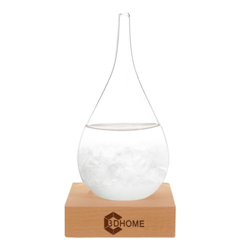 3DHOME Sturmglas, Mode Kreative Wassertropfen Glas Barometer, Wettervorhersage Flasche, Wetterstation,Verwendet für Heim- und Büro-Desktop-Dekoration, Weihnachtsgeschenke, Geburtstagsgeschenke (S)