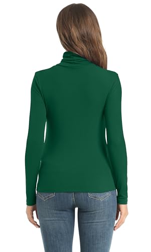 Image of Women's Casual Long Sleeve Turtleneck Tops Slim Fitted Lightweight Base Layer Shirts