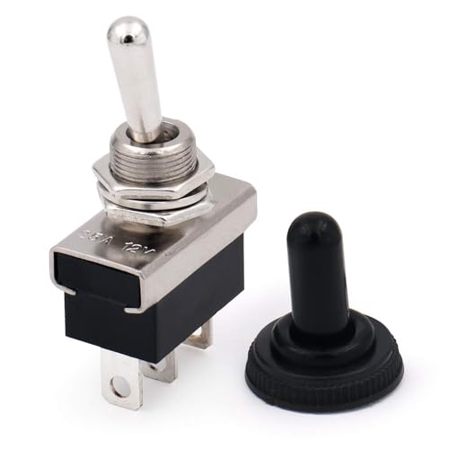Baomain 1-Pack Waterproof Toggle Switch ON-ON SPDT 3-Pin 12V/25A DC,12mm mounting Hole,tab Terminal,for Automotive Vehicles,Boats,and Marine Applications
