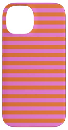 Orange and Pink Stripes Geometric Horizontal Lines Pattern X}zP[X iPhone 14 p