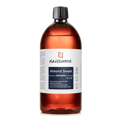 Naissance Huile d'Amande Douce BIO (n° 215) Pressée à froid - 1 litre - 100% pure et certifiée BIO, végan, sans OGM - parfaite pour les massages, le soin des cheveux et de la peau