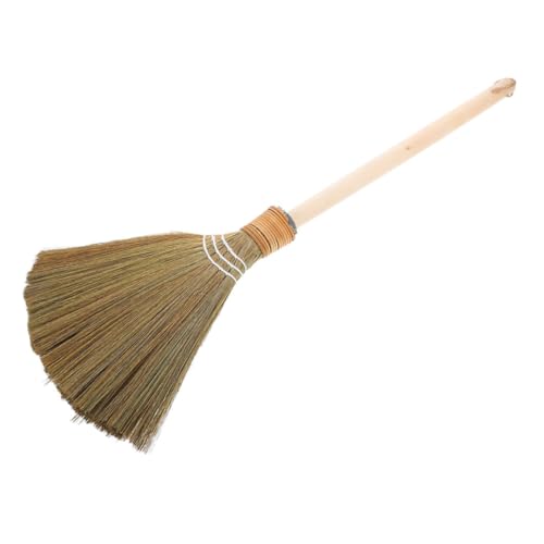 TOBBOMEY Balai de Maïs Naturel Manche en Bois Balai à Poussière Doux et Amovible pour Sols pour Salon Trottoir Garage et Jardin