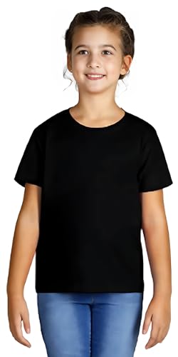 Image of ORATEES Premium Biowash Cotton T-Shirt for Girls | Anti-Pilling & Breathable Kids Wear | Regular Fit | Half Sleeve | Round Neck | White | Pack of 1