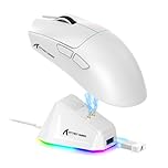 ATTACK SHARK X11 Lightweight Wireless Gaming Mouse with RGB Charging Dock,Tri-Mode-2.4G/USB-C Wired/BT,Up to 22K DPI,PAW3311 Optical Sensor,HUYU Switch, 5 programmable Buttons for PC/Mac(White)