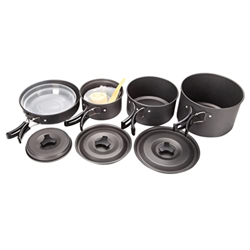 TOBBOMEY 1set Portable Oxide Camping Cookware Non-Stick Cookware for People Easy to Clean Outdoor Cooking Pan for Picnics and Camping