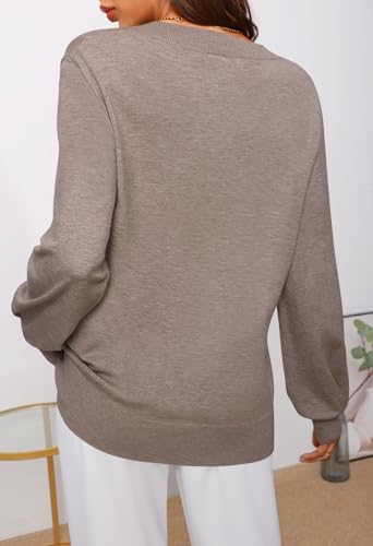 MEROKEETY Women's 2025 Fall Long Sleeve Sweater V Neck Tops Casual Lightweight Knit Pullover Shirts4