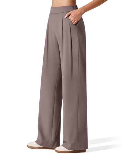 G4Free ShiftReady Women's Wide Leg Dress Yoga Pants with Pockets Two Front Pleated Casual Slack High Waist Work Trousers