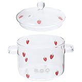 ANDRESLAD Borosilikat Glas Kochtopf Ml mit Deckel und Doppelgriffen Hitze und Kältebeständig Transparenter Suppentopf für Küche und Haushalt Vielseitig für Suppe Gemüse und Nudeln