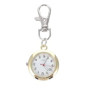 Balacoo Clip On Pocket Watch with Key Buckle and Necklace Hanging Decorative Watch