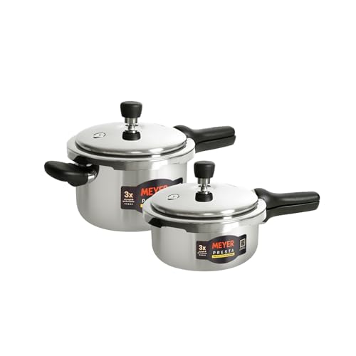 Image of Meyer Presta Stainless Steel Tri-ply Pressure Cooker Combo (2L and 3L)