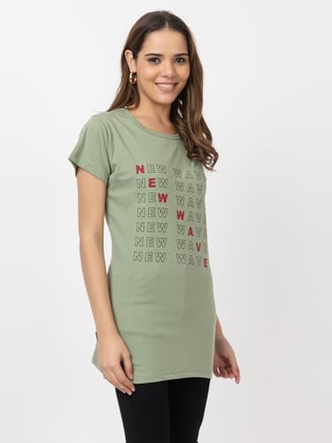 Image of New Crush Women Cotton Printed Regular Fit T-Shirts /Top /Long Night Wear T-Shirt for Women's & Girls (Pack of 2)