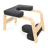 Lineslife Yoga Headstand Bench,Yoga Inversion Bench with Wood Frame and PU Pads,Relieve Fatigue Balance Training,Loading 330Lbs,Black