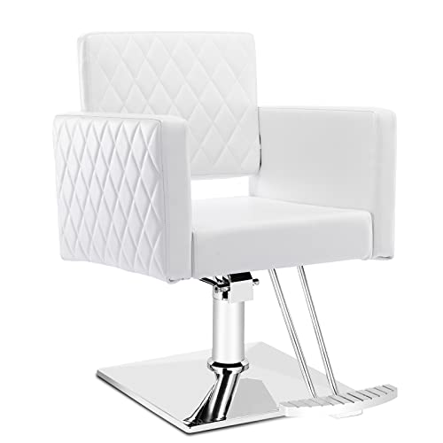 Paddie Hair Salon Chair, Height Adjustable Hydraulic Chair Beauty 360 Degrees Rolling Swivel Hair Salon Equipment For Hair Stylist Women Man (White2) #TOP4