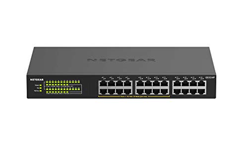 NETGEAR-Switch-PoE-de-24-Puertos-GS324P-Switch-Ethernet-Unmanaged-con-16-x-PoE-a-190-W-montaje-sobremesapared