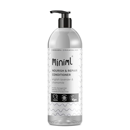 Miniml Natural English Lavender and Chamomile Conditioner - Nourish and Repair - For Dry, Damaged Hair with Pro-Vitamin B5 - Sulphate and Paraben Free, Vegan and Cruelty Free - 1L Bottle