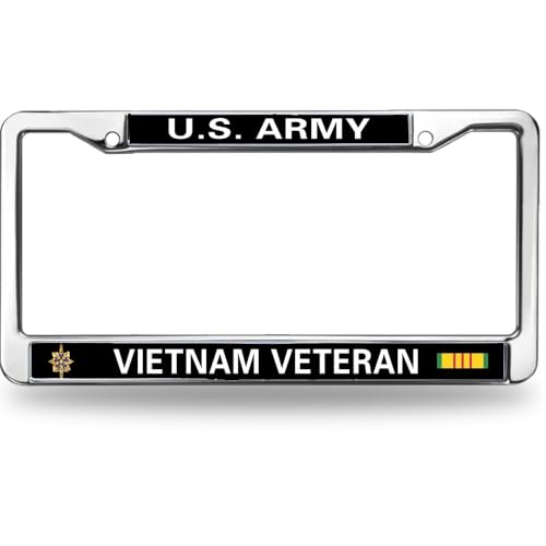 Image of Military Vietnam Veteran License Plate Frame - Military Service Commemorative Car Accessory