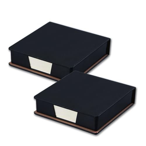 2 Pieces pu Leather Sticky Note Holder with Lid Cover Sticky Notes Dispenser Note Pads Desk Organizer Sticky Notes Storage Box with Memo Paper for Desk Office Home, Black