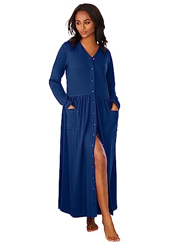 Only Necessities Plus Size Long Snap-Front Knit Lounger