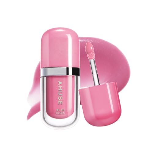 AMUSE(アミューズ) ジェルフィットグロス ＃桜グロス（全12色）日本限定カラー リップグロス ツヤリップ ぶるっとボーリュム感 プランパー 密着グロス ベタつかない 軽いつけ心地 保湿リップ ヴィーガン 韓国コスメの商品画像（Amazon）
