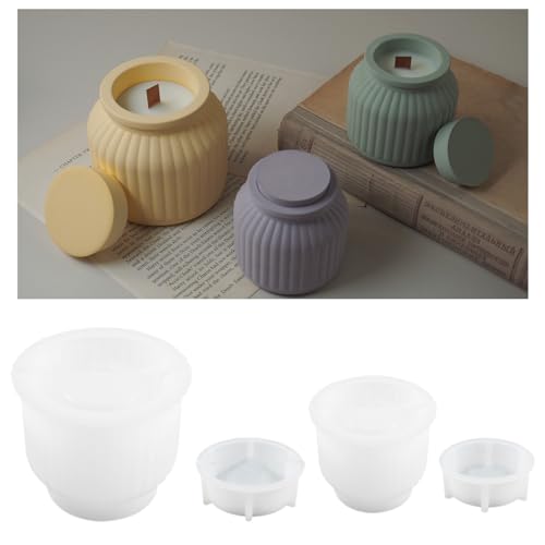 Moule en Silicone Bougeoir,2 Pièces DIY Résine Époxy Moules,Bougeoirs en Silicone avec Couvercle en Silicone pour la Fabrication Artisanale