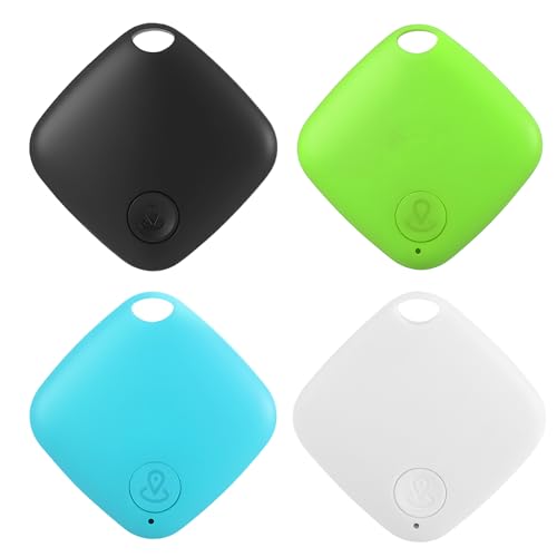 Bluetooth Item Locator Tracker for Keys, Wallet & Bags, Worldwide Location Network, Replaceable Battery Compatible with Find My App (iOS Only)-4 Pack Colorful