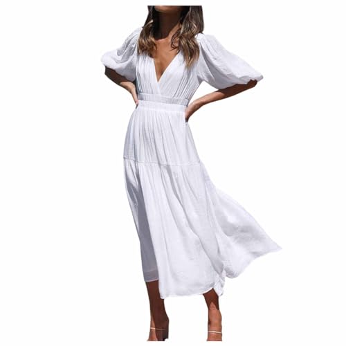 Vestido largo de mujer drapeado que estiliza la figura con total comodidad