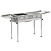 Outsunny Barbacoa de Carbón de Acero Inoxidable Portátil con Altura Ajustable 2 Estantes Plancha y Parrillas al Aire Libre para BBQ Camping Picnics 120x31x60-70 cm Plata