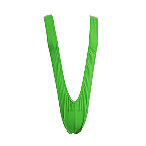Junhouse Mankini Men's Mankini Borat One-Piece V Sling Stretch Underwear Swimsuit Thong Wrestling Singlet Bodysuit Stag Party Fancy Dress Costume Suspender Strap Thongs Jockstrap Bodysuit (Green)