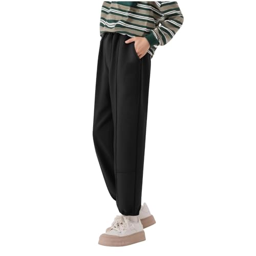 Boy's Fleece Sweatpants Casual Straight Leg Track Pants Kids Running Jogger School Pants Preppy Outfits Elastic Waist