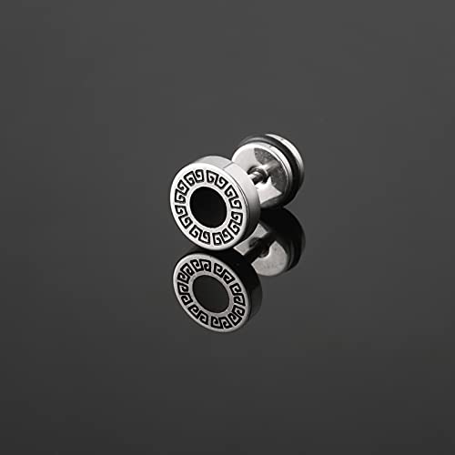 Valentine's Day Gifts 8 Pairs Black Stainless Steel Stud Earrings For Men Women Small Huggie Hoop Earrings Set For Men Cool Goth Punk Earrings Barbell Earrings Black Silver Hoop Cartilage Earring (Classic) (Black Tone) (Black) #TOP3