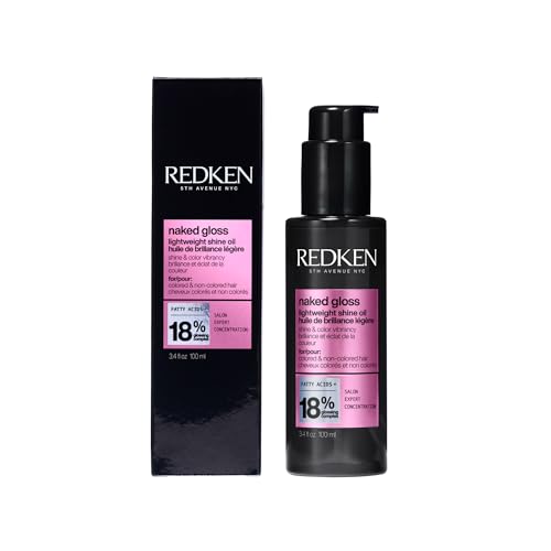 Image of Redken Naked Gloss Shine Hair Oil - Adds Shine & Enhances Color Vibrancy, Lightweight Heat Protectant, Frizz Control, Infused with Omega-9, For Dull or Color-Treated Hair