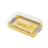 de queso – Mantequilla refrigerada, de corte de contenedores, de almacenamiento de red integrado, herramienta de corte y conservación fácil, organizador duradero de lácteos de