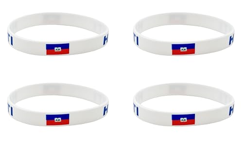 LLBFHH Lot de 4 bracelets en caoutchouc avec drapeau national haïtien en silicone, décorations patriotiques