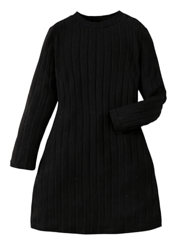 SHENHE Girl's Casual Sweater Dress Mock Neck Long Sleeve Knitted Midi Dress
